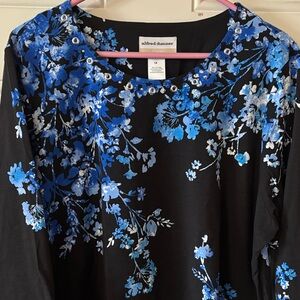 Alfred Dunner Women's Top - Black and Blue Floral